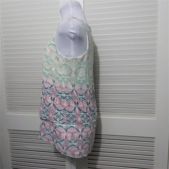 CAbi Top Style 250 Mosaic Print Chiffon Layer Tank Top Blouse Womens Small - Picture 6 of 11